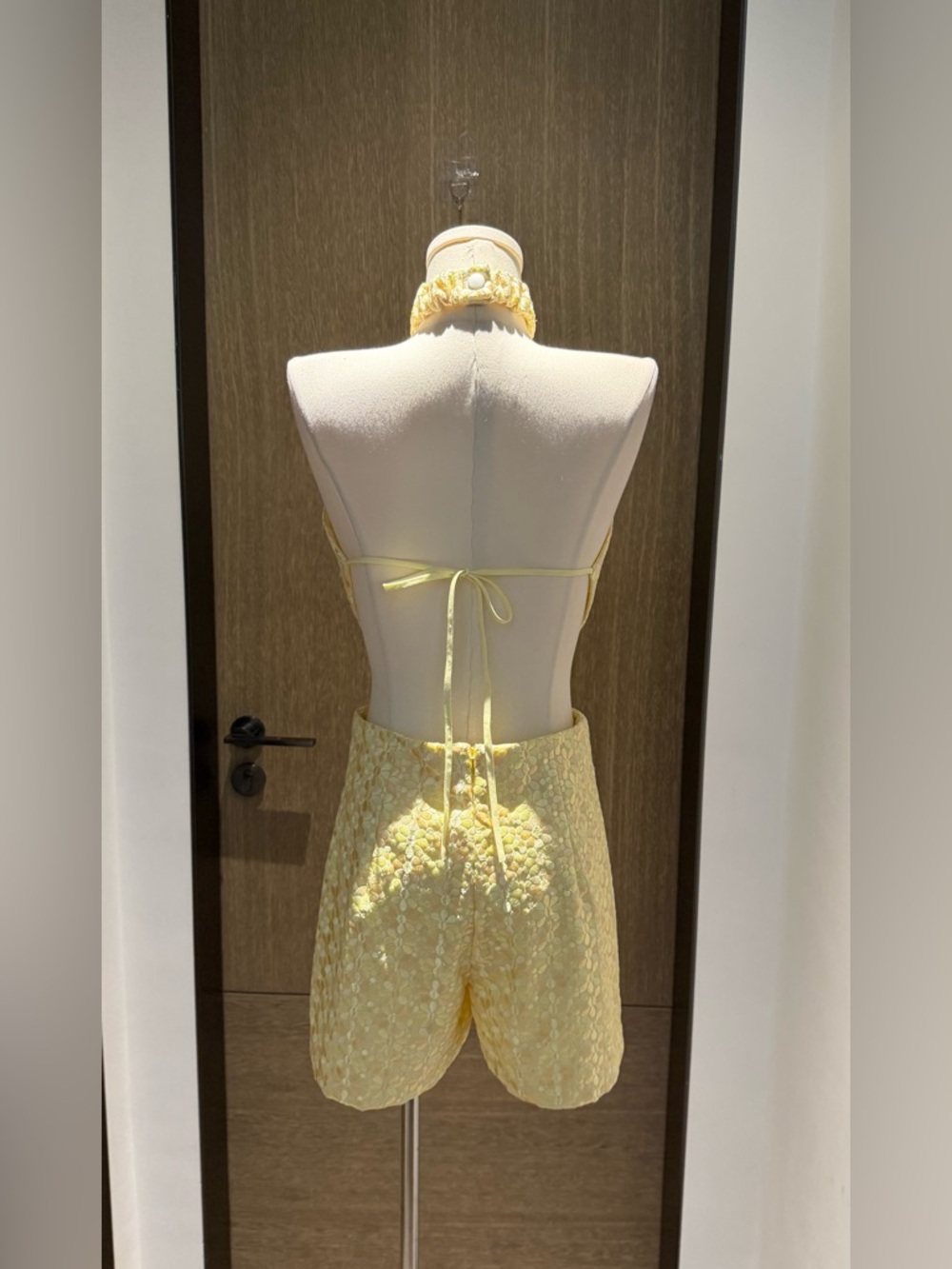 STAUD Pale Yellow Halter Backless Short Romper - Picture 4 of 12